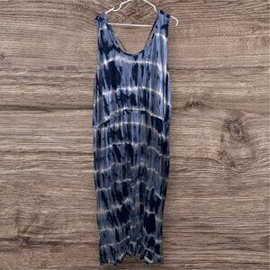 Sejour Navy Blue White Tie Dye Beach Vacation Maxi Dress Sundress 3X